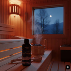 Saunaaufguss Allgäuer Zapfenstreich in der Sauna bei Nacht
