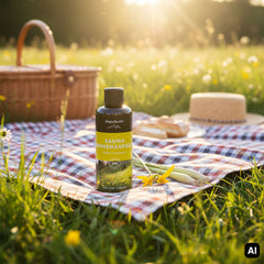 Saunaaufguss Allgäuer Jungbrunnen beim Picknick auf der Sommerwiese
