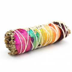 Räucherbündel 7 Chakra aus Weißem Salbei mit bunten Blüten