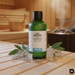 Saunaaufguss Ice Breeze mit Eiswürfeln und Eukalyptus in der Sauna