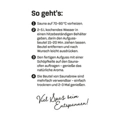 Anleitung Sauna Brew: Aufgussbeutel aufbrühen und aufgießen