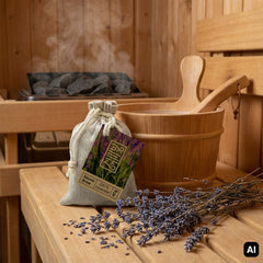 Sauna Brew Lavendel im Saunakübel mit Lavendelblüten