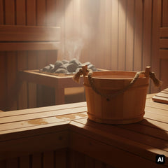 Saunaeimer aus Kiefernholz in der Sauna