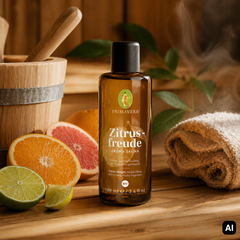 Saunaaufguss Zitrusfreude mit Limetten, Orangen und Grapefruit