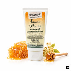 Imkergut Saunahonig Peeling 100 g Tube mit Honigwabe, Honiglöffel und Lindenblüten