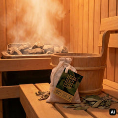 Sauna Brew Salbei im Saunakübel mit Salbeiblättern